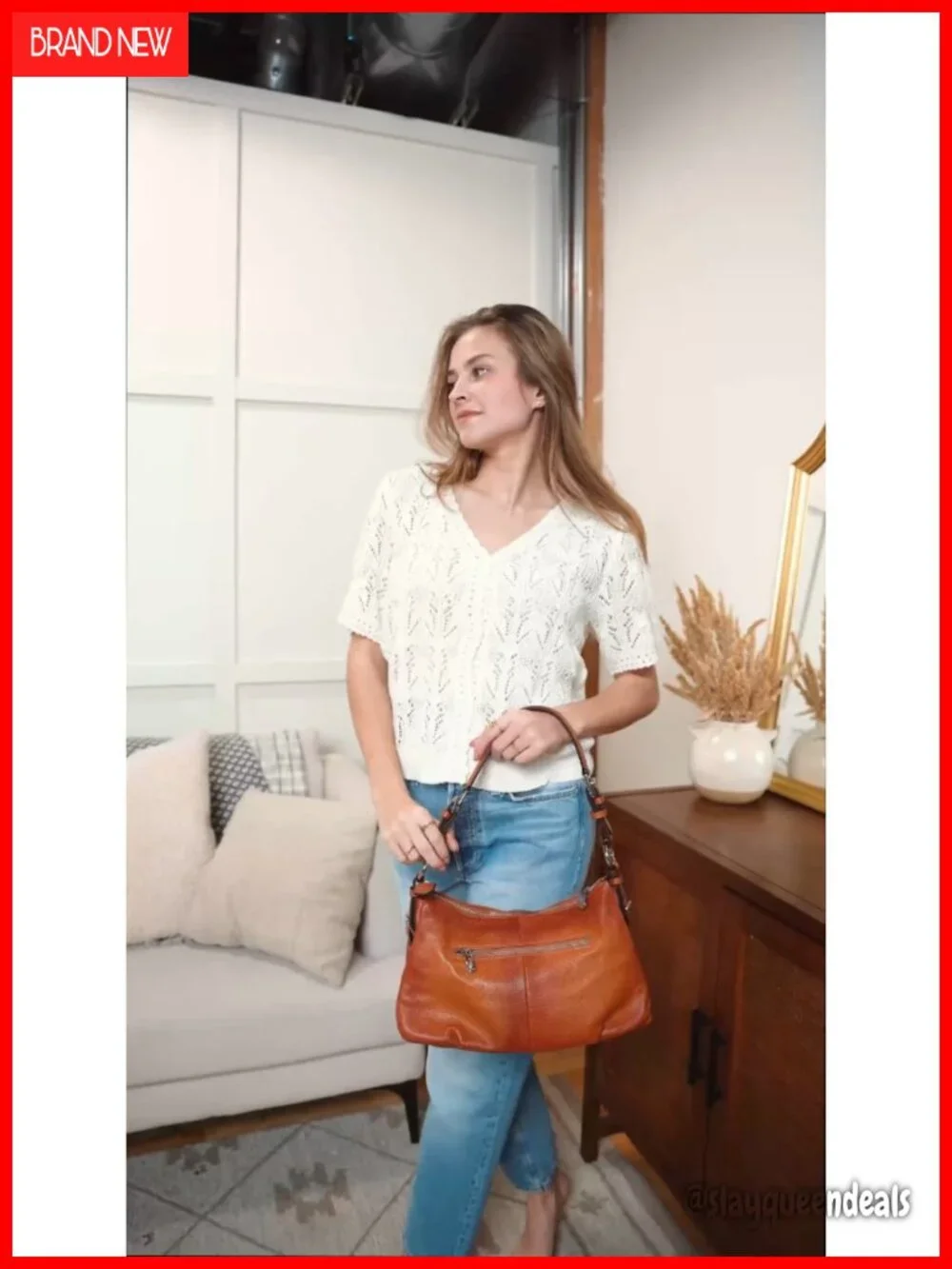 Top Grain Pebbled Cowhide Leather Hobo Handbag, Adjustable Strap, Silver Tone